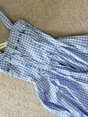 Commense Blue and White Gingham Sundress